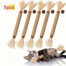 3/6pcs Cat Chew Sticks, Made Of Cat, Raffia, Gallnut And Hemp Rope, For Dental Cleaning And Chewing. Dental Cleaning Toy For Kittens, Indoor Entertainment For Bored Cats - Black - View 13