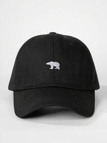 1pc Embroidered Polar Bear Baseball Cap, Suitable For Outdoor Travel, Beach Vacation, Sun Protection, Perfect For Holiday And Casual Fashion Matching, Best Holiday Gift - Black - View 5