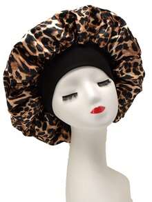 1pc Women's Leopard Print Satin Hair Bonnet, Fashionable Leopard Print Head Cover, Suitable For Daily Hair Care, Home Hair Washing, Nighttime Hair Protection - Multicolored Leopard Print - View 12