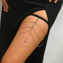 1pc Bohemian Style Metal Tassel Leg Chain Body Jewelry, Women's Summer Vacation Bikini Accessory, Personalized Body Chain - Gold - View 3