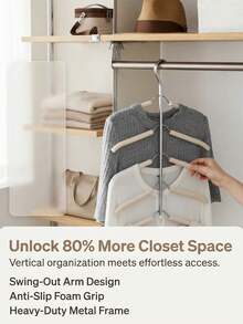 Multi-Layer Clothes Hanger Hook, Space-Saving Multi-Functional Foldable Hanging Organizer Rack, Home Wardrobe Storage Rack, Clothes Hanging Tool For Pants, Belts, Scarves, Heavy Duty Closet Organizer, Mother's Day Gift, Dormitory Essential - Multicolor - View 9