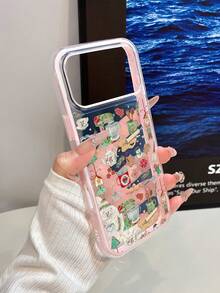 1pc Pink Frame Transparent Minimalist Lens Protection Anti-Drop Anti-Collision Christmas Gingerbread Man Egg Pattern Phone Case Personalized Suitable For IPhone 16 Pro Max/17/16/15/14/13/12/11 Protective Case Air Suitable For Samsung Series - Multicolor - View 2