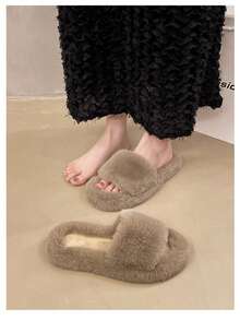 Sandal Selop Mewah Harian Wanita, Tanpa Bagian Belakang, Mudah Dipakai, Gaya Sepatu Kasual - Khaki - View 4