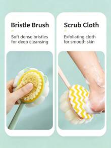 Double-Sided Bath Brush, Suitable For Body And Back Scrubbing (Long Handle, Soft Bristles) - Long Handle Bath Brush, Powerful Exfoliating Multi-Function Cleaning Brush, Soft Bristles, Non-Slip Handle, Suitable For Hard-To-Reach Areas - Multicolor - View 3