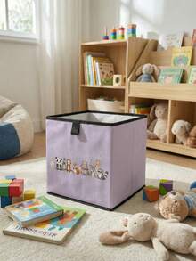 1pc Cartoon Animal Print Open Storage Bin, Baby Diaper & Toy Organizer Basket, Foldable, Stackable, Drawer-Style Durable Multi-Function Storage Box, Space-Saving Design For Home, Dorm, Home Organization, Under-Bed Storage - Multicolor - View 15