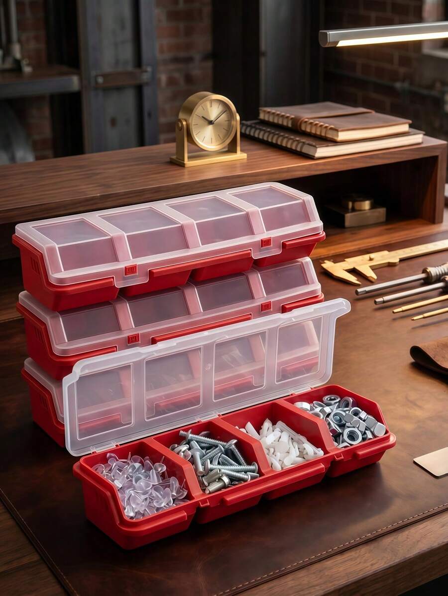 1pc Screw Storage Box Plastic Hardware Storage Box Multi-Compartment With Buckle Divider Storage Box Plastic Divider Garage Tool Nail Storage Container Home Storage Supplies Garage Organization Storage - A - View 1
