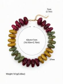 1pc European & American Bohemian Style Personalized Colorful Patchwork Large Asymmetrical Acrylic Beaded Necklace For Women, Vacation & Daily Wear - Handmade Acrylic Beaded Necklace - View 12