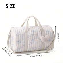 1pc Pink Floral Ruffle Children's Travel Bag Set, Mix & Match Handbag, Crossbody Bag, Cylinder Luggage Bag, Tassel Makeup Storage Bag, Simple Handbag Combination, Suitable For Girls' Short Trips, Outdoor Camping, Study Tours - Multicolor - View 12