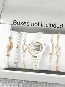 6pcs/Set Elegant Women's Numeric Square Minimalist Watches, Best Bracelet Jewelry Set For Ladies - Multicolor - View 6