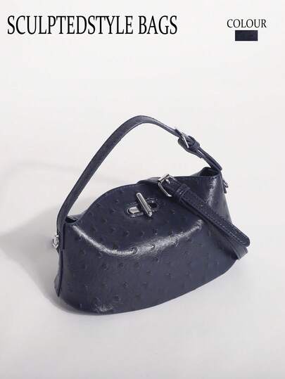 Navy Blue Tie-Dye Polka Dot Textured Bucket Bag, Small Handbag With Adjustable Strap, Multifunctional Shoulder Bag, Crossbody Bag, Suitable For Commuting, Shopping, Dating, Afternoon Tea