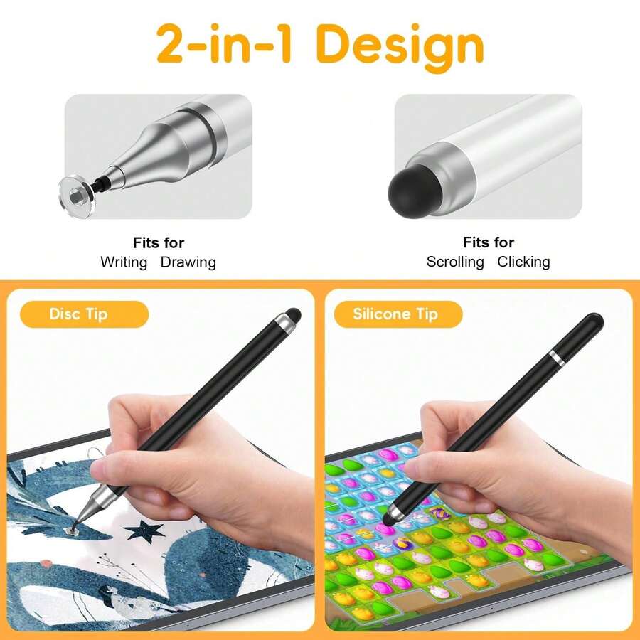 Universal 2-In-1 Digital Stylus Pen For Tablet Drawing & Phone Use, Compatible With Capacitive Touch Screens Portable Essential Smart Pencil Accessory Tool Touchscreen Pen - Rose Gold - View 1