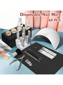 A Large Package Black Disposable Waterproof Anti-Dirty Nail Art Table Mats, Composite Film Material, Tattoo Cleaning Tools, Tablecloth Pads, Nail Art Table Mats - Black - View 4