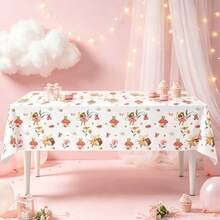 1/3Pcs Fairy Mushroom Disposable Tablecloth, Floral Butterfly Elf Rectangular Plastic Table Cover, Enchanted Garden Themed Table Cloth For Fairy Party, Afternoon Botanical Tea Party, Whimsical Garden Celebration Decor Supplies - Fairy Floral Tablecloth - View 5