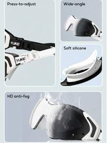 Unisex Anti-Fog Wide View Swimming Goggles For Adults, Silver - Multicolor - View 3