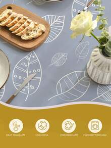 1pc, Haze Blue Minimalist Line Leaf Tablecloth, Rectangular Tablecloth, Suitable For Picnic Or Party Decoration Tablecloth, Restaurant Decoration, Kitchen Decoration Tablecloth, Birthday Party And Home Decor - Dusty Blue - View 7