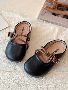 Sepatu Selop Mary Jane Anak-Anak dengan Tali Pita Ganda Bergaya Retro - Hitam - View 3