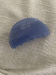 1pc Blue Plaid Twill Hair Clip, Transparent Grid Non-Slip Claw Clip, Retro Avant-Garde Style, Large Hair Claw, Women's Daily Hairstyle Accessory - Multicolor - View 9