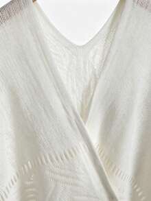 1pc Women's Hollow Design Lightweight Shawl, Bohemian Style Cardigan, Suitable For Travel And Office Air-Conditioned Room, Warm Knitted Cape-Style Blanket - Apricot - View 6