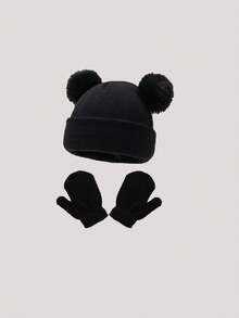 4 piezas/Set Gorro y guantes de punto para bebé, adecuado para niños/niñas, regalo ideal para Navidad/Acción de Gracias. Gorro de punto cálido, transpirable, suave y amigable con la piel para bebé - Multicolor - Ver 20