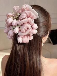 1pc Women's Elegant Sweet New Bowknot Hair Clip, Tulip Shaped Half-Up Hair Claw Clip Hair Accessory - Multicolor - View 1