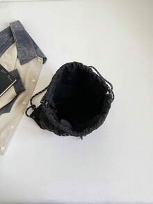 Tas Serut Hitam, Ransel Serut Multifungsi Kapasitas Besar, Gaya Olahraga Modis, Cocok Untuk Sekolah, Bepergian, Penggunaan Kasual Sehari-hari, Desain Lucu - Hitam - View 7