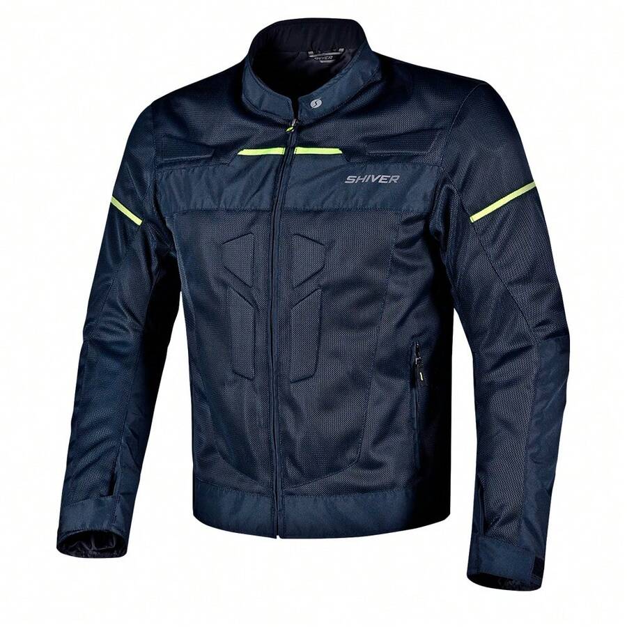Jaqueta Shiver Vent Masculina Azul Marinho Motociclista com Proteção Ventilada para Moto - A - Visão 1