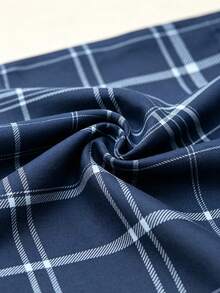 Kemeja Kasual Pria dengan Motif Kotak-kotak untuk Berbagai Acara, Makan Malam dan Bisnis - Hadiah Penting untuk Pria - Navy Blue - View 5