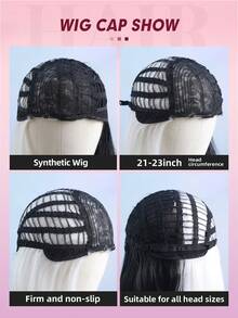 24 Inches Black White Wig Long Straight Wig Black Middle Part Wigs Long Wigs For Daily Party Halloween Wig - Black and White - View 10