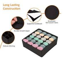 6/7/8/24 Non-Woven Fabric Drawer Storage Compartments, Foldable Wardrobe Storage Baskets And Fabric Storage Boxes Are Used For Storing Clothes, Socks, Underwear, Bras, Ties And Accessories - Black - View 5