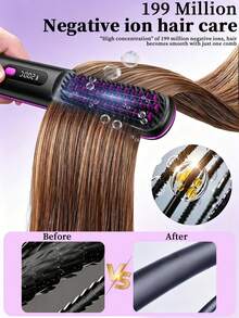 2000mAh Wireless Straightening Brush, Portable USB Rechargeable Hair Styling Device, Travel Hair Dryer, Anti-Scald Design, Gentle Hot Air, Create Smooth And Frizz-Free Hairstyle - Multicolor - View 4