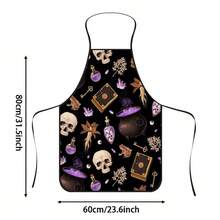 1pc Halloween Mysterious Magic Witch Print Apron, Featuring Magic Potion, Skull, Mandrake, Old Key Patterns, Durable Cooking Apron Suitable For Bakers, Cake Decorators, BBQ Enthusiasts, Gardeners, Painters, Nail Artists - Perfect Gift For Home And Professional Chefs - Multicolor - View 13