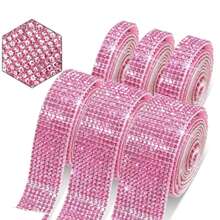1 Yard Self‑Adhesive Shiny Crystal Rhinestone Trim, Christmas Decor Rhinestone Sequins Sticker, For Car, Computer, Vanity Table DIY Crafts, Wedding Party Decorative Sticker Roll, 2mm Rhinestone Accessory For Handicrafts - Sparkly - View 9