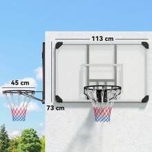 Wall-Mounted Basketball Hoop With Backboard And Net, 113 X 61 X 73 Cm, Steel, For Outdoor Activities, Black - Black + White - View 4