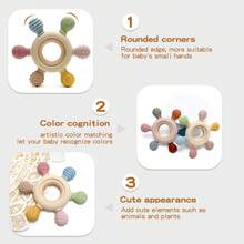 6-Point Teething Boat Steering Wheel Teether For Baby, Silicone And Beech Wood Teething Toy For Infant Teething Period - Multicolor - View 8
