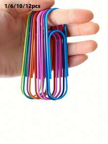 12/10/6/1pc 4-Inch Colorful Coated Large Paper Clips, Suitable For Office And Home Document Organization, Back To School Supplies - Multiple Styles - View 1