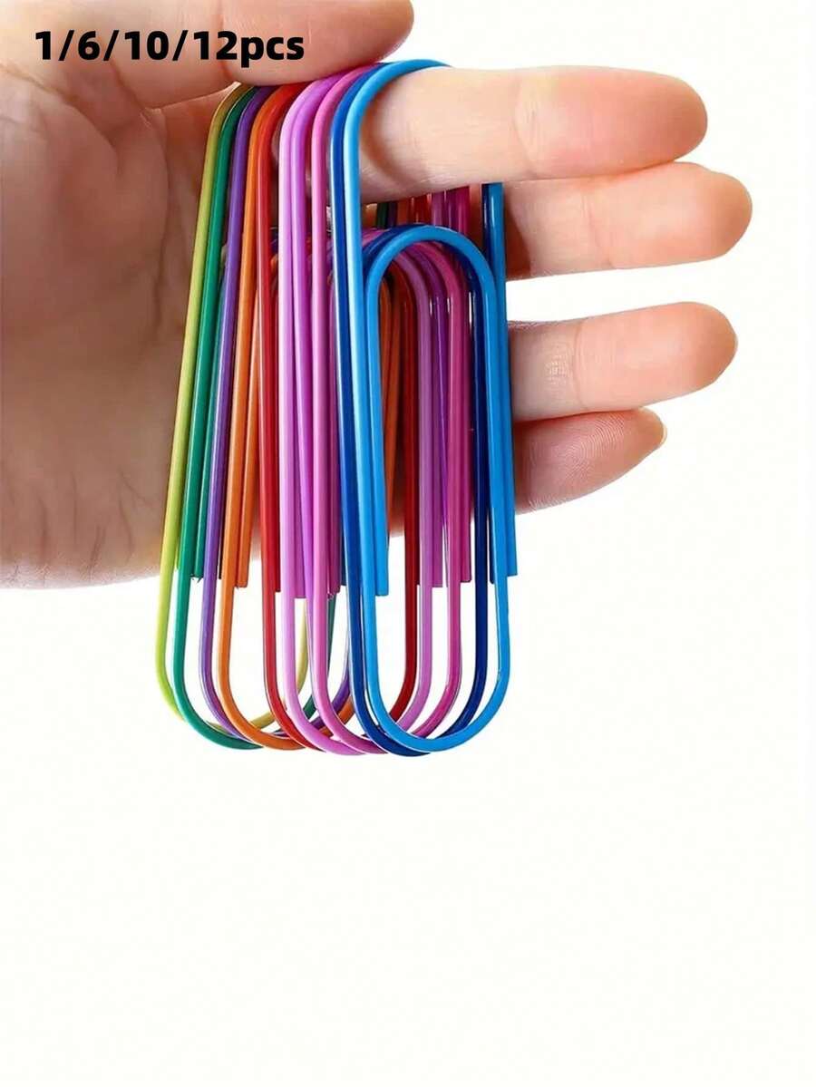 12/10/6/1pc 4-Inch Colorful Coated Large Paper Clips, Suitable For Office And Home Document Organization, Back To School Supplies - Multiple Styles - View 1