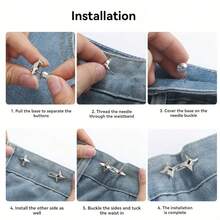 1Pair/2/3/4Pairs Fashion Star-Shaped Denim Belt, Adjustable Buckle, Fashion Denim Waist Fixer, Adjustable Waist, Star-Shaped - A - View 10