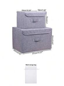 1pc Washable Linen Foldable CD Storage Box, Foldable Storage Bin, Toy Organizer Basket With Lid, Laundry Basket - Camel - View 4