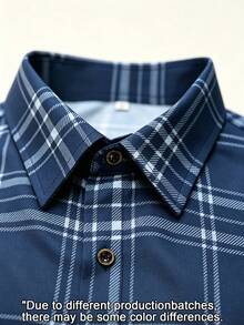 Kemeja Kasual Pria dengan Motif Kotak-kotak untuk Berbagai Acara, Makan Malam dan Bisnis - Hadiah Penting untuk Pria - Navy Blue - View 3