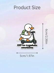 8/16/32pcs Custom Text Cute Skateboard Duck Stickers, Off To Regulate Emotions Cartoon Duck Decals For Water Bottle, Laptop, Phone Case, Lunch Box, Tablet, Scrapbooking, Cute Funny Positive Quote Sticker - Multicolor - View 6