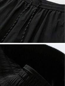 American Street Style Side Zipper Mesh Patchwork Parachute Pants Men's Outdoor Loose Straight Leg Long Pants - Black - View 8