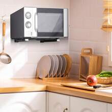 2 cái kệ treo tường lò vi sóng, giá bếp chịu lực, giá đỡ lưu trữ gấp gọn, tiết kiệm không gian, bao gồm vít nở, dễ lắp đặt - Đen-2 Chiếc - Xem 4
