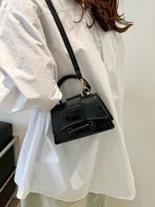 新款小方包 極簡外貿風迷你手提包 百搭時尚單肩斜挎包 Presbycrime 女款包 - 黑色 - 查看 5