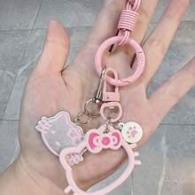 SANRIO 1pc KT Cat Hollow Kitten Paw Pendant, Cute Fashion Car Keychain, Best Gift For Girlfriend And Couples, Suitable For Daily Use, Valentine's Day And Friendship Gifts - A - View 1