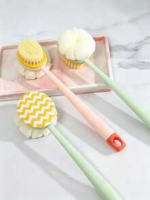 Double-Sided Bath Brush, Suitable For Body And Back Scrubbing (Long Handle, Soft Bristles) - Long Handle Bath Brush, Powerful Exfoliating Multi-Function Cleaning Brush, Soft Bristles, Non-Slip Handle, Suitable For Hard-To-Reach Areas - Multicolor - View 5