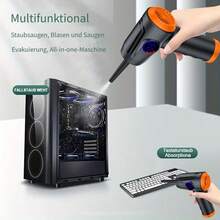 無線電動吹塵機 51000RPM 便攜式吹風機，4段調速 LCD 螢幕，3000mAh USB 充電，15-45 分鐘續航，90° 可折疊手柄，多種噴嘴，適用於電腦、鍵盤、遊戲機、汽車的除塵清潔器，可取代一次性壓縮空氣罐 - 橘色 - 查看 9