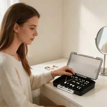 1pc Jewelry Storage Box, Earring Organizer With Sponge Slots, Large Capacity Portable, Suitable For Rhinestone Jewelry, Travel Jewelry Display Rack, Women's Mini Decorative Earring Storage Box, Girls' Daily Jewelry Storage Box - Sponge Storage Box - View 3