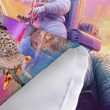 "Astronaut Riding A Dinosaur" Tapestry, Japanese-Style Wall Decor, Aesthetic Bedroom Decoration, Fun Cat Tapestry For Kids - Multicolor - View 5