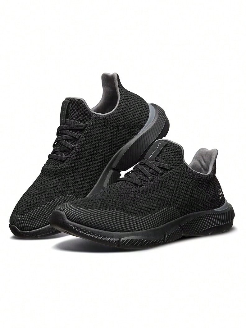 Skechers Men's Lace-Up Lightweight Breathable Cushioned Casual Walking Shoes - Black - View 1