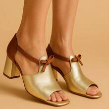 Lola MF Sandal | 4.5cm Block Heel | Exclusive Design | True To Size | Premium Comfort Insole - 金色 - 查看 7